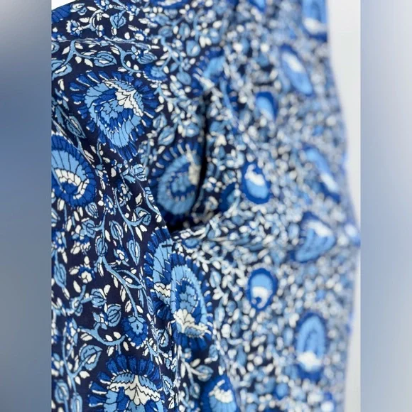 Old Navy Midi Dress Women's Blue Tiered Floral Boho Beach Sz M Lightweight - Picture 6 of 10